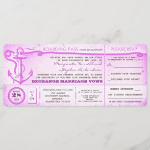 wedding boarding pass-vintage tickets with RSVP Invitation