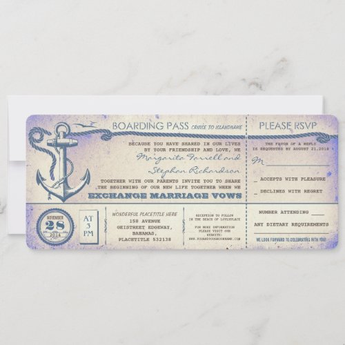 wedding boarding pass_vintage tickets with RSVP Invitation