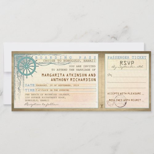 wedding boarding pass_vintage tickets with RSVP Invitation