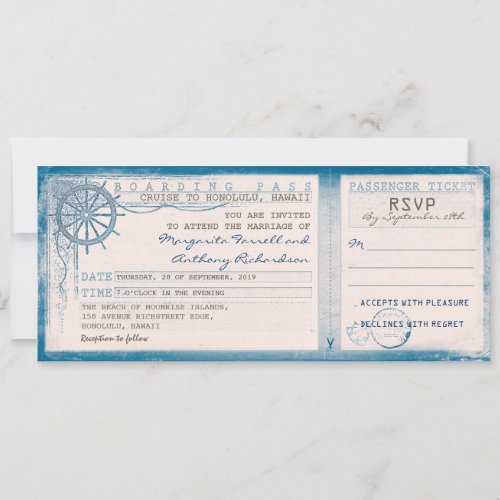 wedding boarding pass_vintage tickets with RSVP Invitation