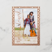 Wedding  Bohemian Tribal Textile Background Foil Invitation (Standing Front)
