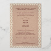 Wedding  Bohemian Tribal Textile Background Foil Invitation (Back)