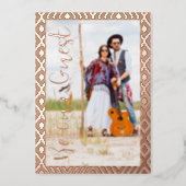 Wedding  Bohemian Tribal Textile Background Foil Invitation (Front)
