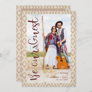 Wedding Bohemian Tribal Textile Texture Background Invitation