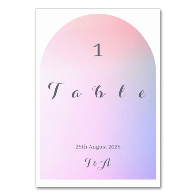 Wedding Boho Arch Pink Lilac Ombre Table Number (Front)