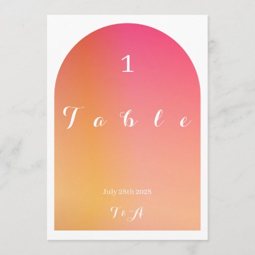 Wedding Boho Arch Sunset Ombre Table Number