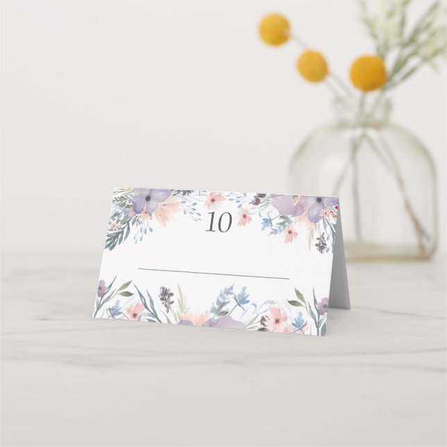 Wedding Boho Floral Wildflowers Place Card (Front)