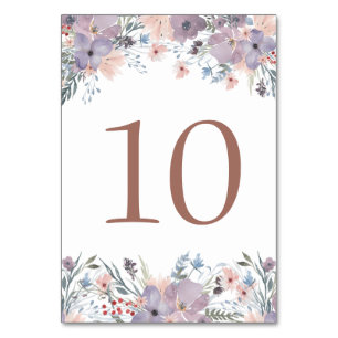 Wedding Boho Floral Wildflowers Table Number