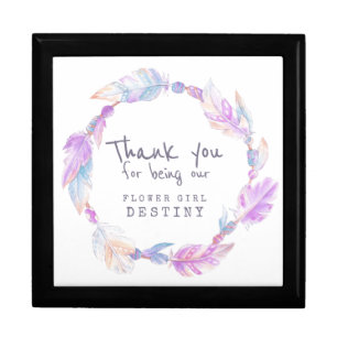 Wedding boho flower girl purple thank you gift box