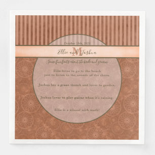 Wedding Boho Orange & Brown Geometric Stripe Paper Dinner Napkins