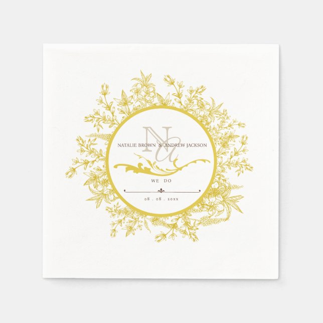 Wedding Boho Personalized Monogram Napkin (Front)