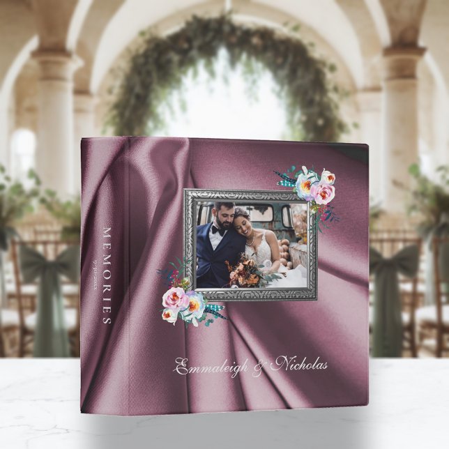 Wedding Boho Pink Floral Photo Scrapbook Album 3 Ring Binder (Creator Uploaded)