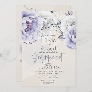 Wedding   Boho Rustic Lilac and Alabaster Peony Invitation