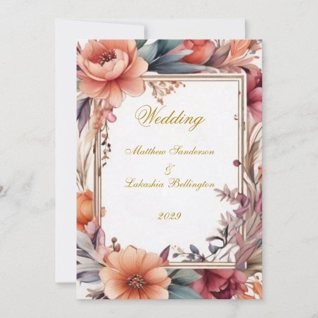 Wedding Boho style Modern Sophisticated Classy Invitation (Front)