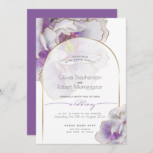 WEDDING  | Bold Tropical Amethyst Peony  Invitation (Front/Back)