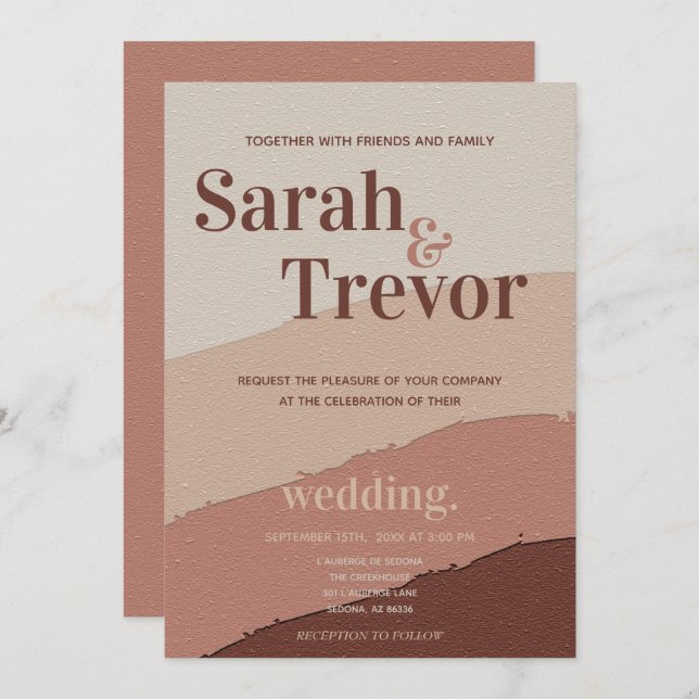 Wedding Bold Typography Dusty Rose  Invitation (Front/Back)