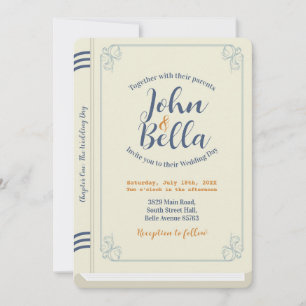 Wedding Book Library Theme Cover Chapter One Invitation