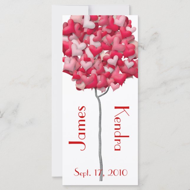 Wedding Bookmarks Favors Book Mark Heart Tree (Front)