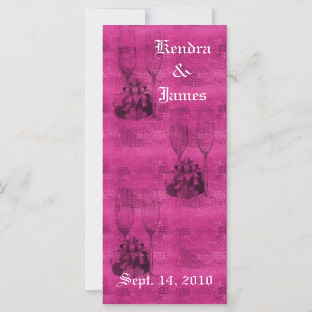 Wedding Bookmarks Favors Champagne Glasses (Front)
