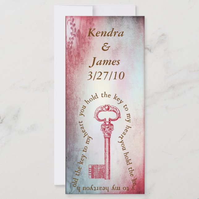 Wedding Bookmarks Favors Key to my Heart (Front)