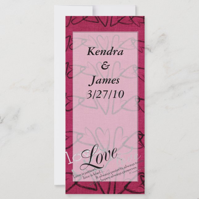 Wedding Bookmarks Favors Love Hearts (Front)
