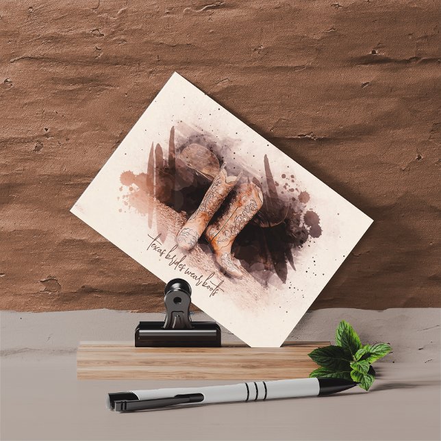 Wedding Boots By the Woodpile Watercolor Postcard (Creator Uploaded)