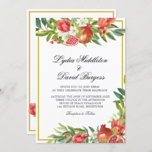 Wedding Botanical Boho Elegant Pomegranate Invitation
