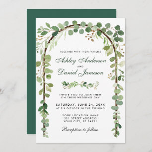 Wedding Botanical Eucalyptus Green Wood Arch Invitation