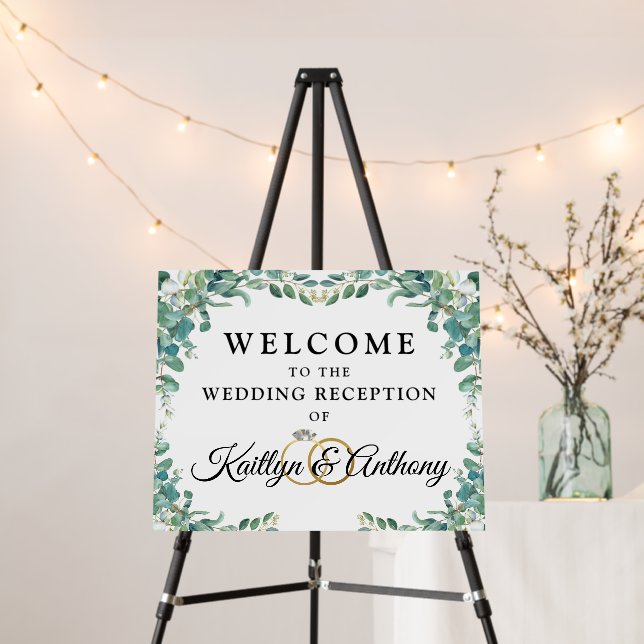 Wedding Botanical Eucalyptus Welcome Sign (In Situ (Stand))