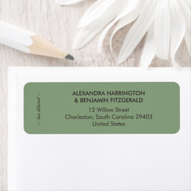 Wedding Botanical Vintage | Elegant Olive Accent Label (Insitu)