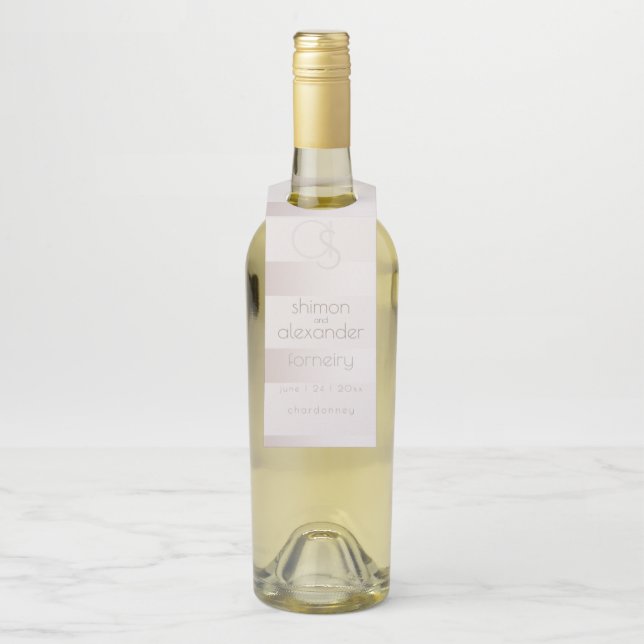 Wedding Bottle Hanger | Elegant Modern Blush Pearl (On Bottle)