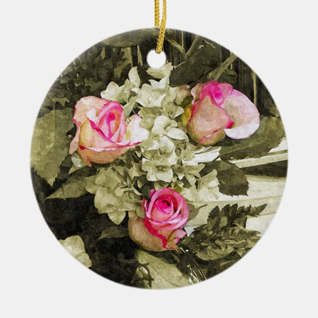 Wedding Bouquet Ceramic Ornament (Front)