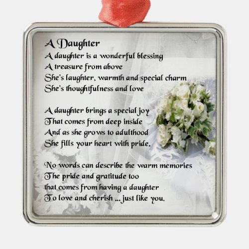 wedding bouquet   Daughter Poem Metal Ornament