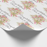 Wedding Bouquet of Flowers Add Names Wrapping Paper