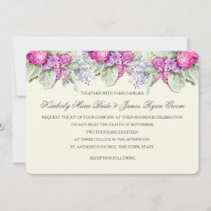 Wedding Bouquet Purples Watercolor Invitation