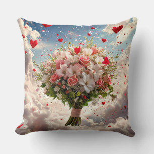 Wedding bouquet throw pillow