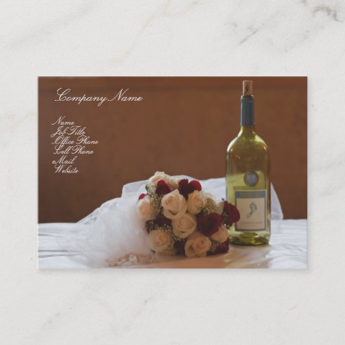 Wedding Bouquet &amp; Wine Bottle business card