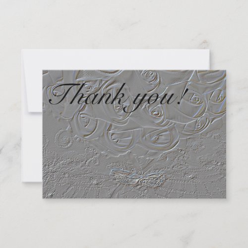 Wedding Bouquet with Rings_Embossed Thank You Card