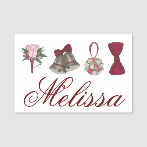 Wedding Boutonniere Bells Bouquet Bridal Planner Name Tag