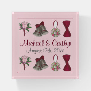 Wedding Boutonniere Bells Bouquet Bridal Shower Paperweight