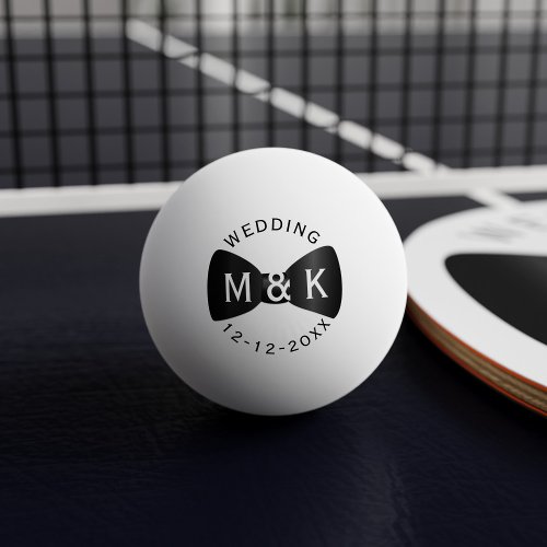 Wedding Bow Tie Monogrammed Ping Pong Ball