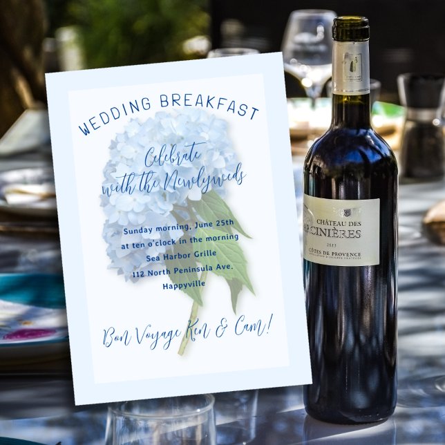 Wedding Breakfast Newlyweds Blue Floral Invitation (Creator Uploaded)