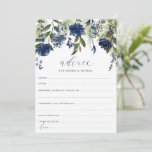 Wedding Bridal Advice Cards Navy Blue Wildflower<br><div class="desc">Advice Cards for your Navy Blue Wedding or Bridal Shower - Featuring blue wildflowers and greenery / foliage. These 5x7 advice cards a fun way for your guests to share their wedding advice for the bride or new couple. The back features a navy blue floral wreath wreath with the couple's...</div>