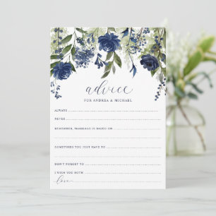 Wedding Bridal Advice Cards Navy Blue Wildflower