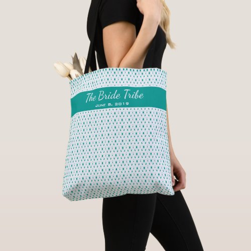 Wedding Bridal Chic Party Custom White Teal Green Tote Bag