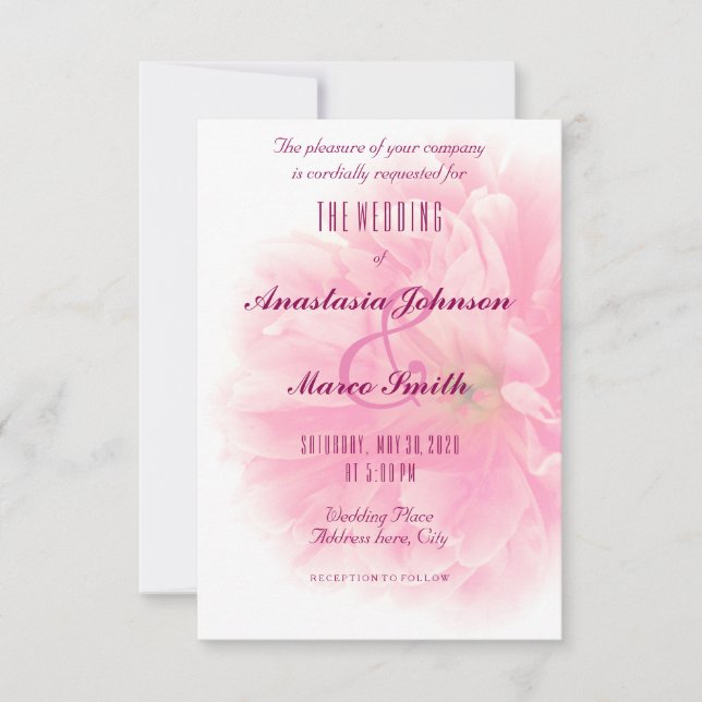 Wedding Bridal Floral Peony Flower Chic Card (Front)