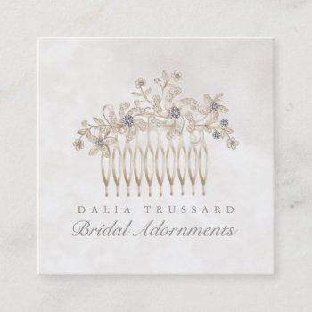 Wedding Bridal Hair Comb Accessories Jewelry Square Business Card by Jujulili at Zazzle