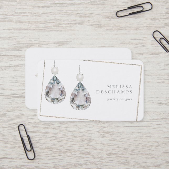 Wedding Bridal Jewelry Accessories Diamond Earring Business Card (Front/Back In Situ)
