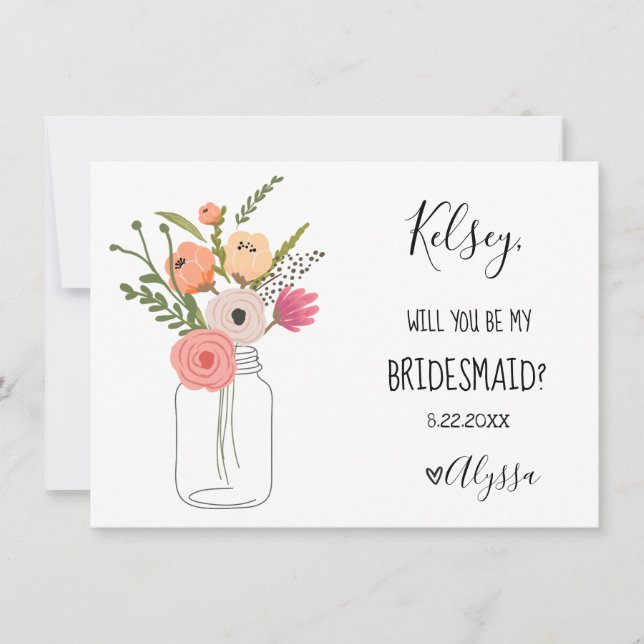 Wedding Bridal Party Bridesmaid Proposal Card (Front)