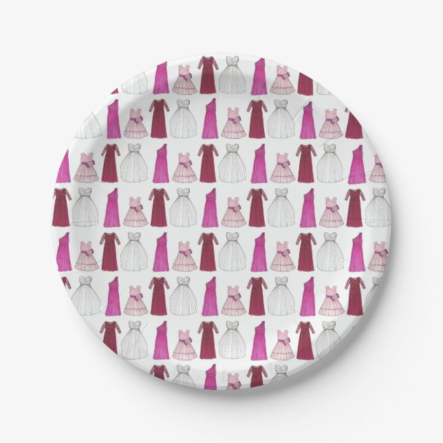 Wedding Bridal Party Gowns Bridesmaid Flowergirl Paper Plates (Front)